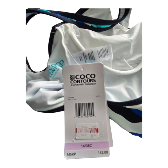 Coco Reef Blue and Green Artistic One Piece Swimsuit, SIZE 14, 38C - Picture 5 of 7